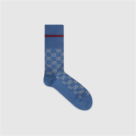 calzini gucci blu|Calzini in misto cotone con motivo GG .